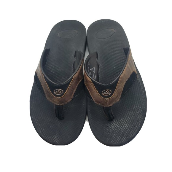 Reef Shoes Mens Flop Flops Sz 8 Slide Thong Leather Sandal Brown